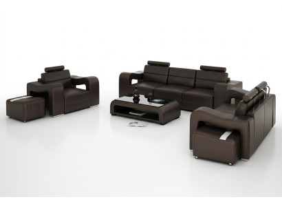 Leather sofa couch living landscape 3+2+1 seating set design modern sofa USB new