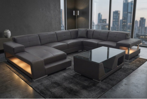 Living area corner sofa upholstery seating area sofa suite leather sofa couch + USB