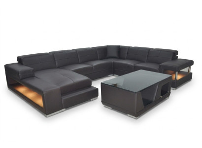 Living area corner sofa upholstery seating area sofa suite leather sofa couch + USB