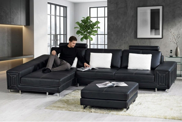 Modular Designer Sofa Couch Upholstery Leather Sofas Corner L-Shaped Seating Genov