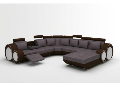 Textile sofa with USB XXL living landscape fabric couch big upholstered sofa U shape new