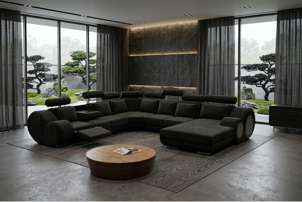 Sofa with USB Designer Living Landscape U-Shape Couch Corner Sofa Upholstery Suite New
