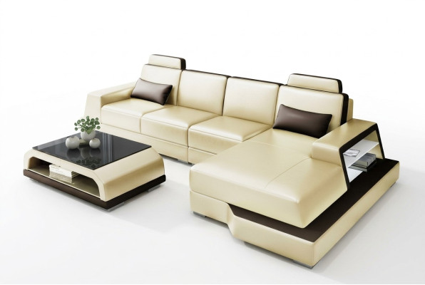 Modern sectional sofa design corner living landscape leather textile couch LED