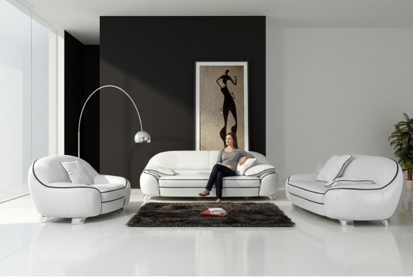 Leather sofa, couch living landscape 3+2+1 seater suite design modern sofa with USB