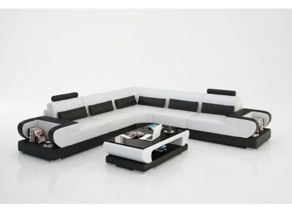 Leather sofa couch living area corner set design modern sofa with USB corner sofa