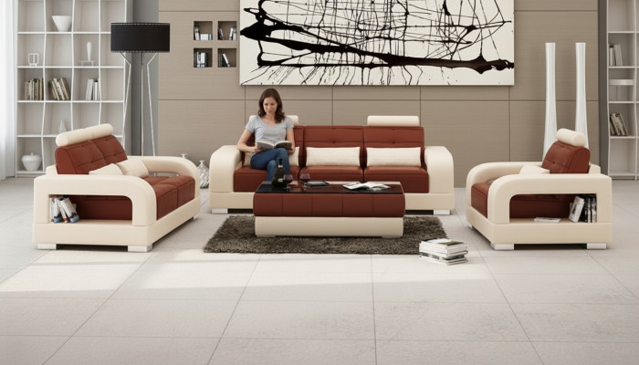 Leather sofa couch suite 3+2+1 seater set design modern sofa with USB