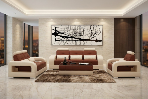 Leather sofa couch suite 3+2+1 seater set design modern sofa with USB