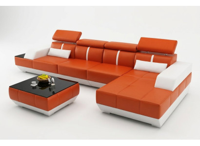 Leather sofa L-shape couch living landscape corner sofa set design modern sofa USB EU