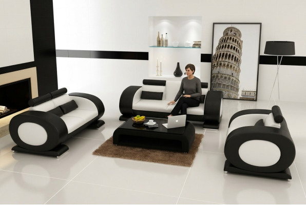 Leather Sofa Modern Couch Living Landscape 3+2+1 Seater Set Design Sofa with USB