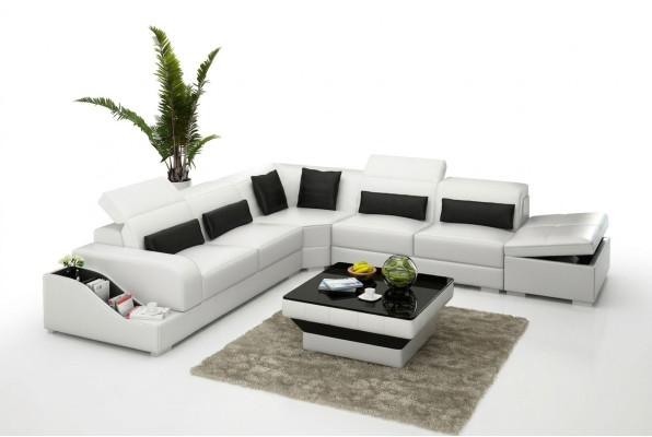 Leather sofa couch living area corner sofa corner design modern sofa with USB
