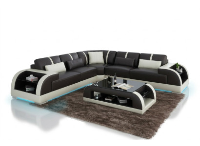 Leather sofa couch living landscape corner sofa corner suite design modern LED USB sofa