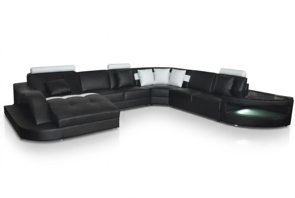 Leather sofa living landscape corner set design modern sofa with USB L6015 table