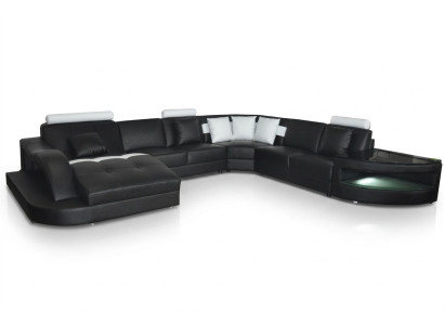 Leather sofa living landscape corner set design modern sofa with USB L6015 table