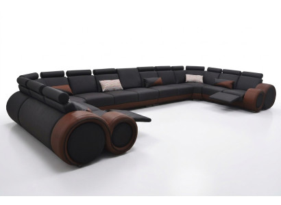 XXL Couch Large Corner Sofa Leather Corner Suite Corner Landscape Upholstery Living U Shape +USB