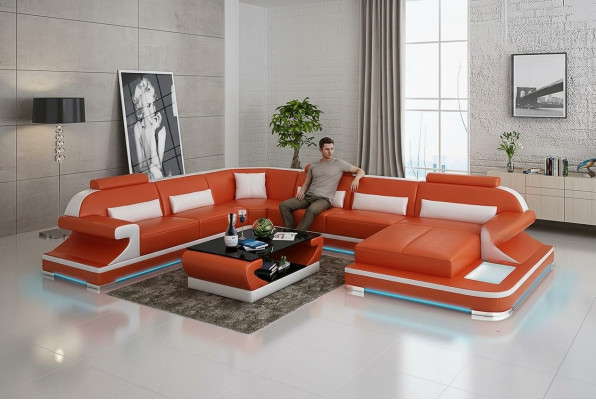Leather sofa couch living landscape corner sofa corner set design modern sofa with USB