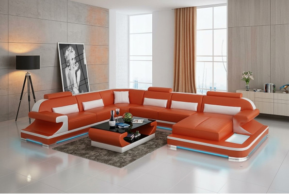 Leather sofa couch living landscape corner sofa corner set design modern sofa with USB