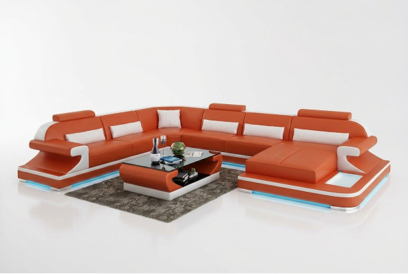 Leather sofa couch living landscape corner sofa corner set design modern sofa with USB
