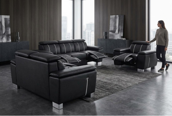 Leather sofa set couch design sofa upholstery complete set 3+2+1 with USB