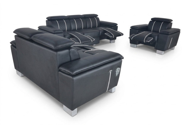 Leather sofa set couch design sofa upholstery complete set 3+2+1 with USB