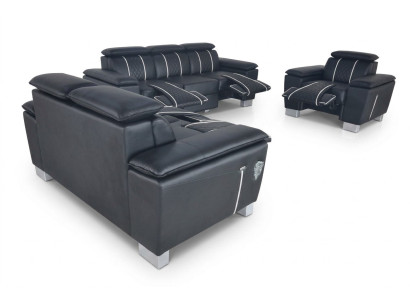 Leather sofa set couch design sofa upholstery complete set 3+2+1 with USB