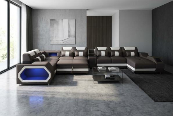 Luxury Sofa Corner Couch Modern Living Landscape Sofas Couch Corner Set + Light + USB