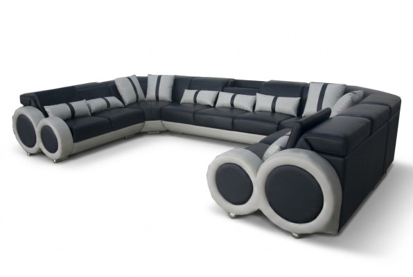 Design living room landscape leather sofa couch upholstery corner set modern seating corner USB