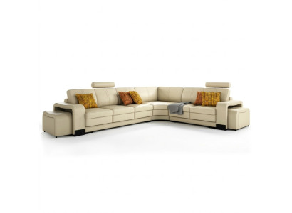 Sectional sofa + USB, upholstered corner sofa set leather textile FrancoC