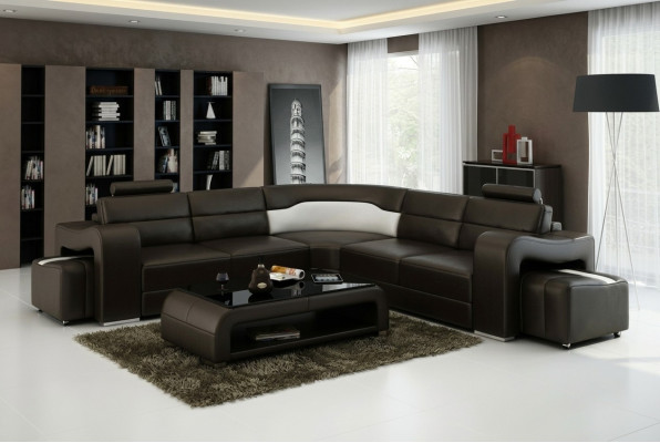 Leather sofa with USB, living area corner sofa corner suite design modern sofa F3008B