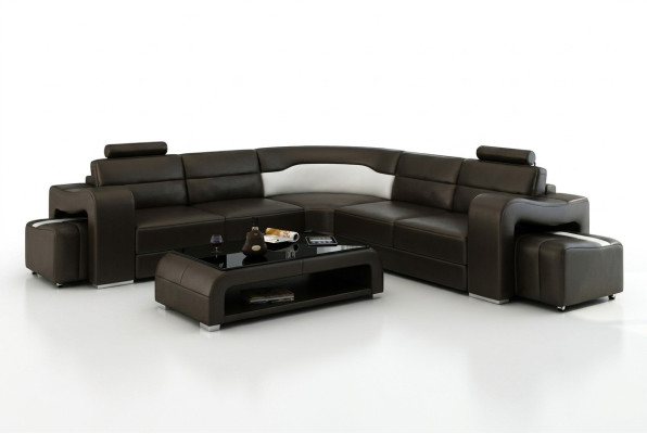Leather sofa with USB, living area corner sofa corner suite design modern sofa F3008B