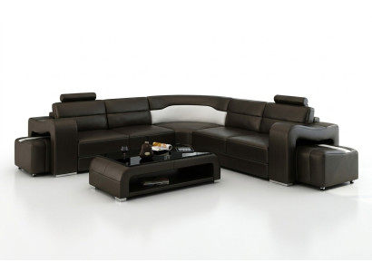 Leather sofa with USB, living area corner sofa corner suite design modern sofa F3008B