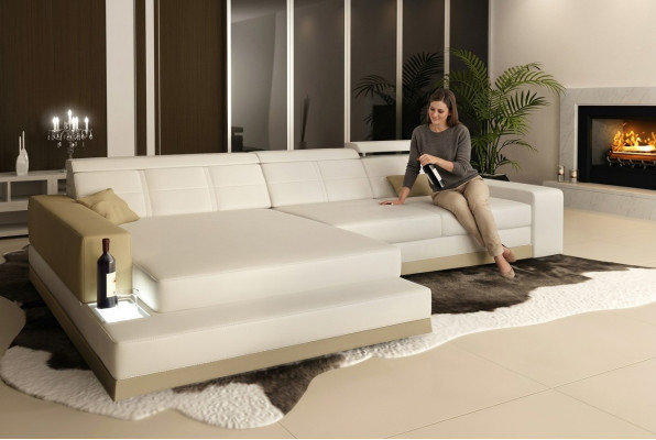 Leather sofa with USB living landscape corner sofa corner suite modern design sofa C4010B