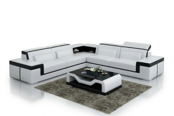 Leather sofa with USB, living area corner sofa corner ensemble design modern sofa G8020B