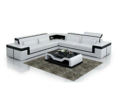 Leather sofa with USB, living area corner sofa corner ensemble design modern sofa G8020B