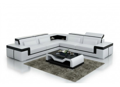Leather sofa with USB, living area corner sofa corner ensemble design modern sofa G8020B