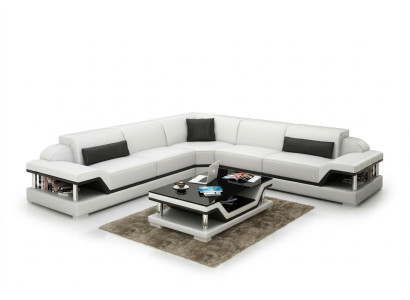 Leather sofa with USB seating landscape corner sofa corner suite design modern sofa G8004B