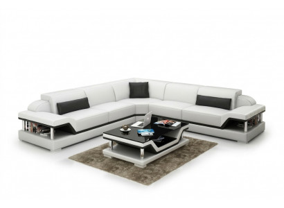 Leather sofa with USB seating landscape corner sofa corner suite design modern sofa G8004B