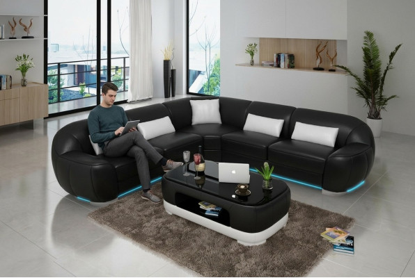 Leather sofa couch living landscape sectional sofa corner suite modern sofa USB custom-made