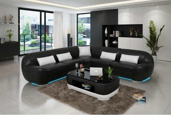 Leather sofa couch living landscape sectional sofa corner suite modern sofa USB custom-made