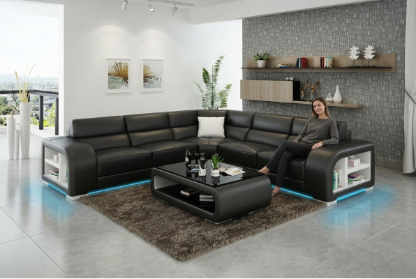 Leather sofa couch living landscape corner sofa sectional design sofa USB custom-made