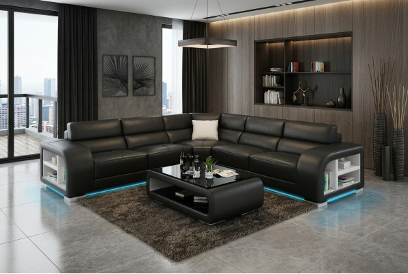 Leather sofa couch living landscape corner sofa sectional design sofa USB custom-made