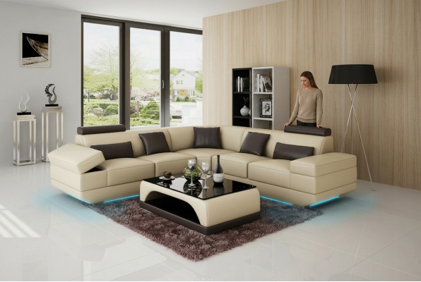 Leather sofa couch living landscape corner sofa corner suite custom-made modern sofa USB