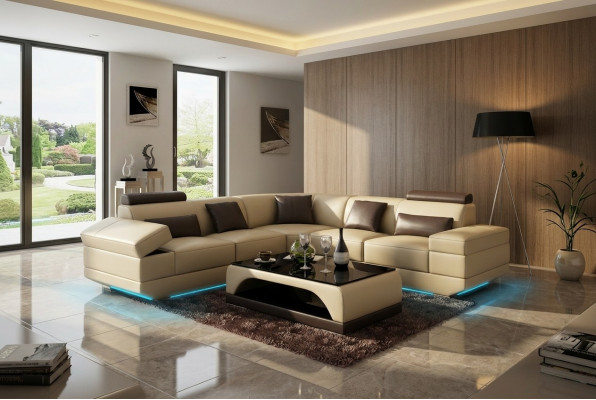 Leather sofa couch living landscape corner sofa corner suite custom-made modern sofa USB