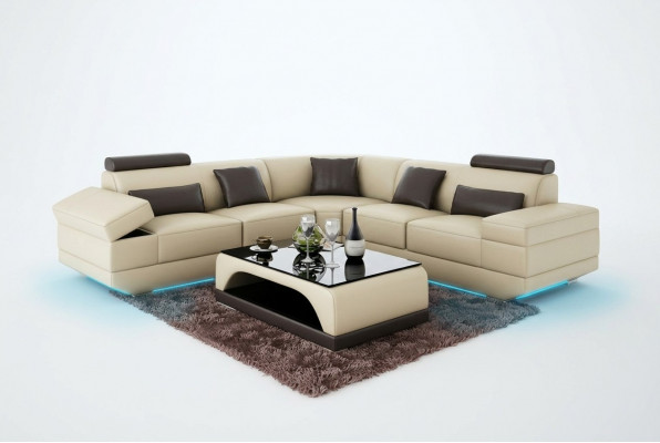 Leather sofa couch living landscape corner sofa corner suite custom-made modern sofa USB