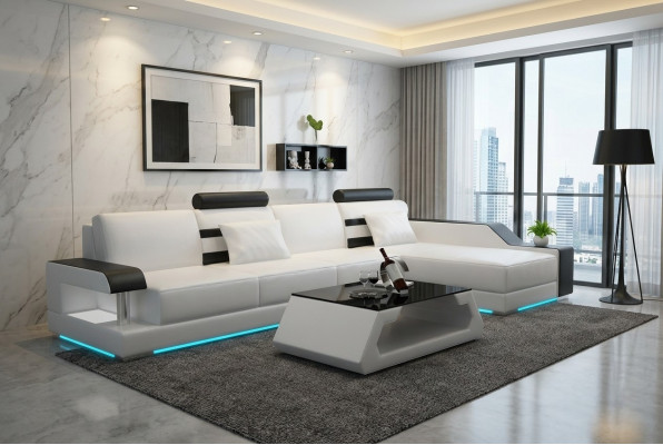 Leather sofa custom-made couch living landscape corner sofa suite design sofa USB new