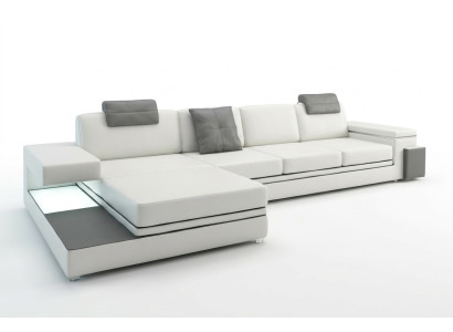 Corner sofa with USB Couch Sofa Living Landscape Seat Corner Set Leather Textile PHM88