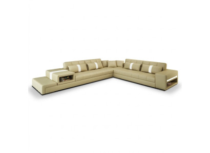 Sectional sofa couch USB upholstery living landscape leather sofa design L shape new beige