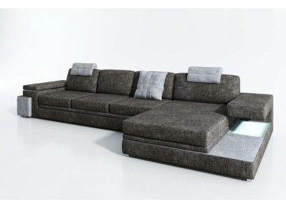 Design leather sofa with USB upholstery living landscape corner suite textile Tachau