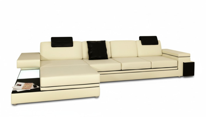 Living Room Sofa Leather Sofa Upholstered Couch Seating Set Modern Illuminated LED + USB