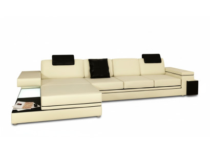 Living Room Sofa Leather Sofa Upholstered Couch Seating Set Modern Illuminated LED + USB