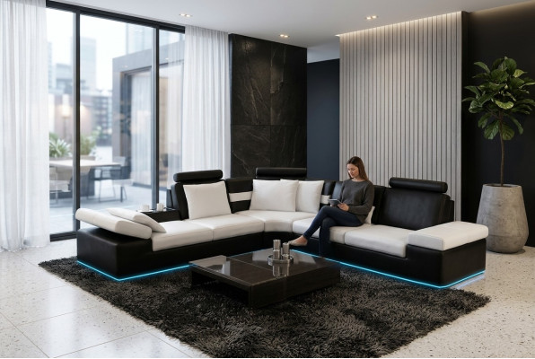 Living room sofa leather sofa seating set modern multifunction couch USB